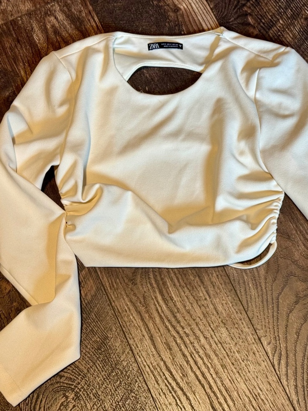 Zara Long Sleeve Crop Top with Back Detail